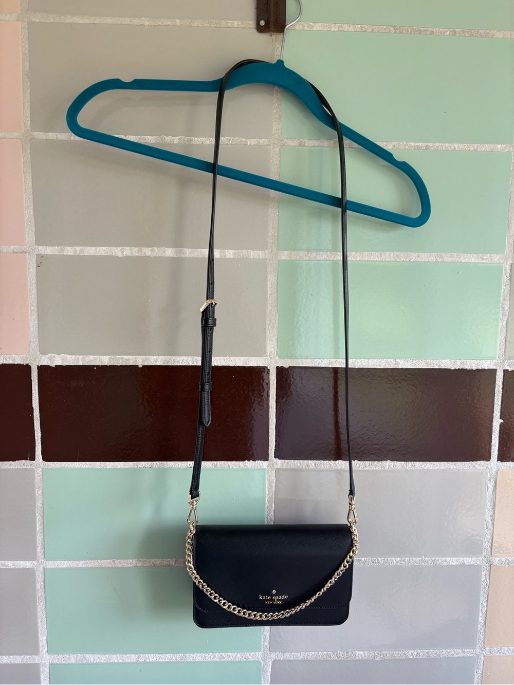 Kate Spade Black Crossbody Chain-Accent Women’s Bag